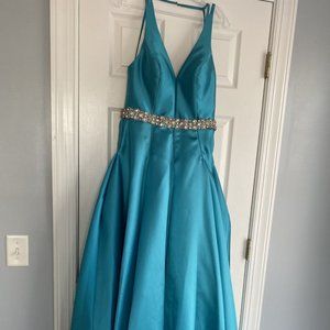 Aqua Satin Ballgown-Perfect for Prom/Pageants